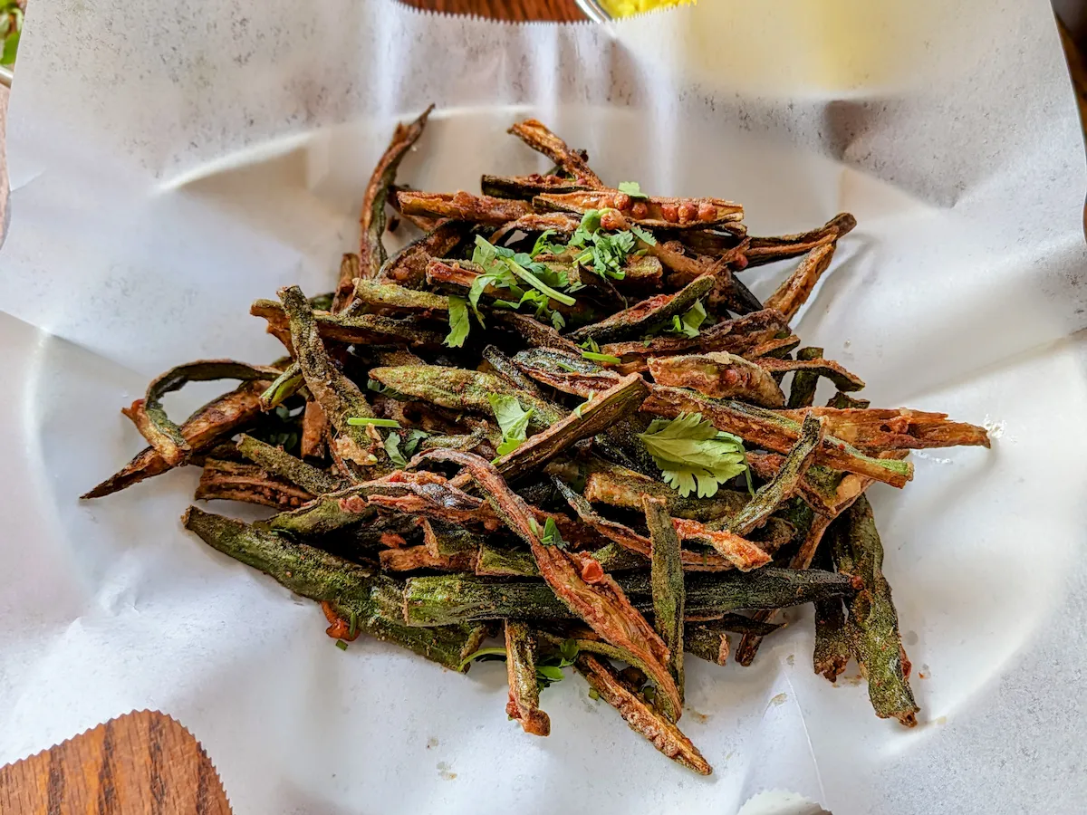 Bhindi Fry – Crispy fried okra spiced with chili and coriander — a beloved Indian snack | SPICE ROOM Denver