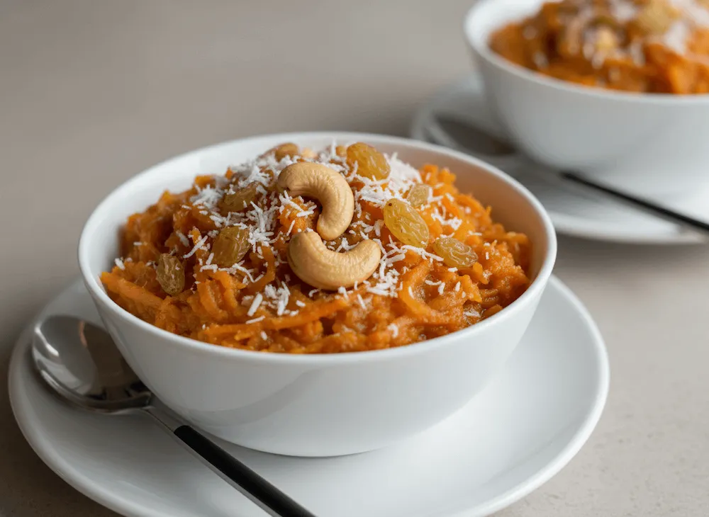 Gajar Halwa – traditional Indian carrot pudding dessert at SPICE ROOM Denver